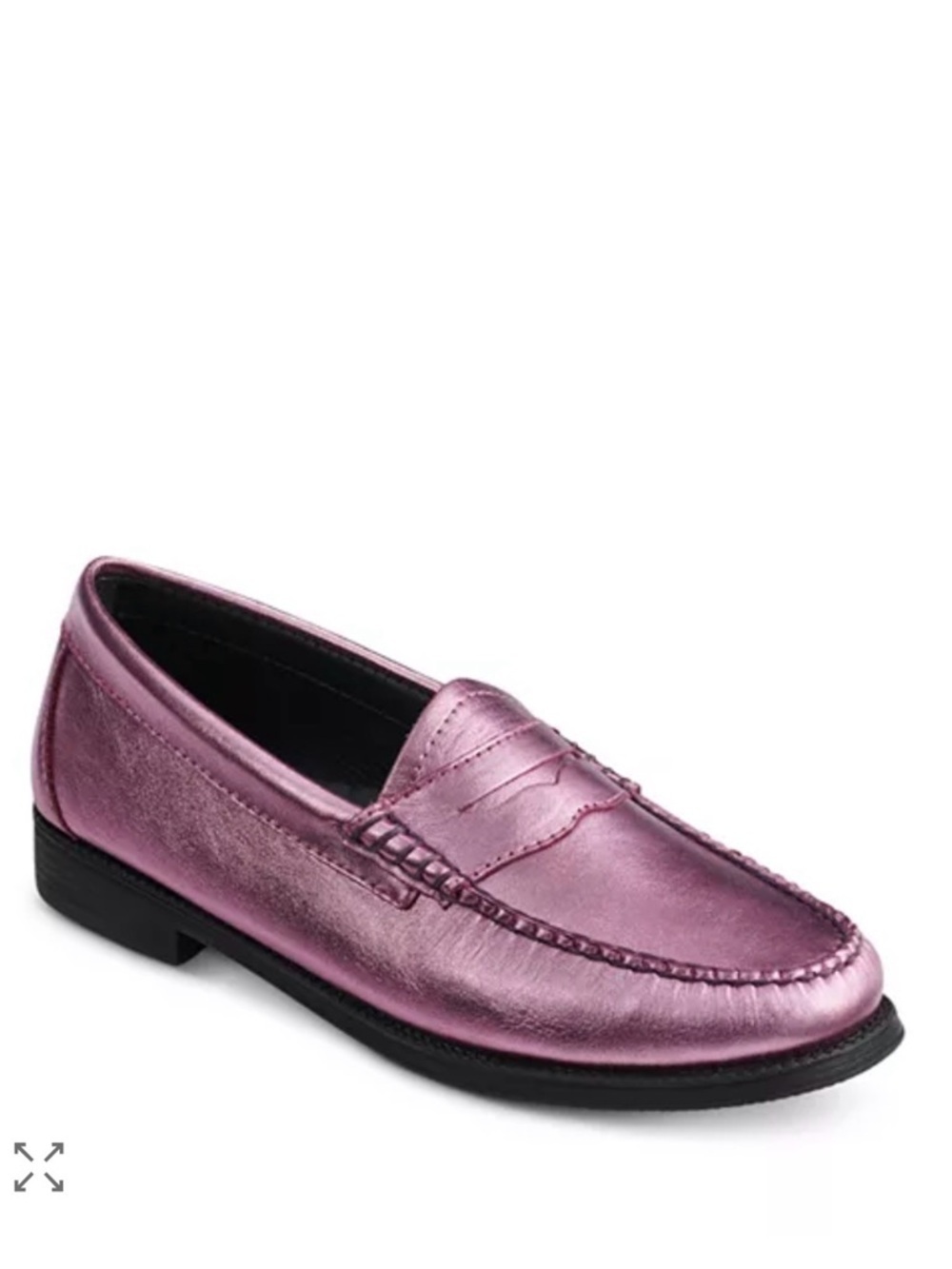 G.H. Bass Weejun Whitney Pink Leather Metallic Penny Loafers Size 6.5